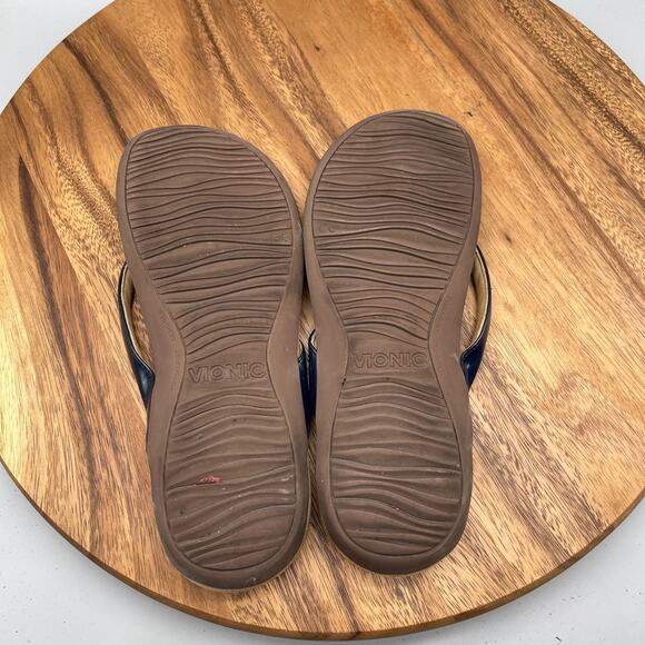 Vionic Mona Sandals Womens Size 9 Black Patent Leather Thong Flip Flops Casual - Picture 7 of 8